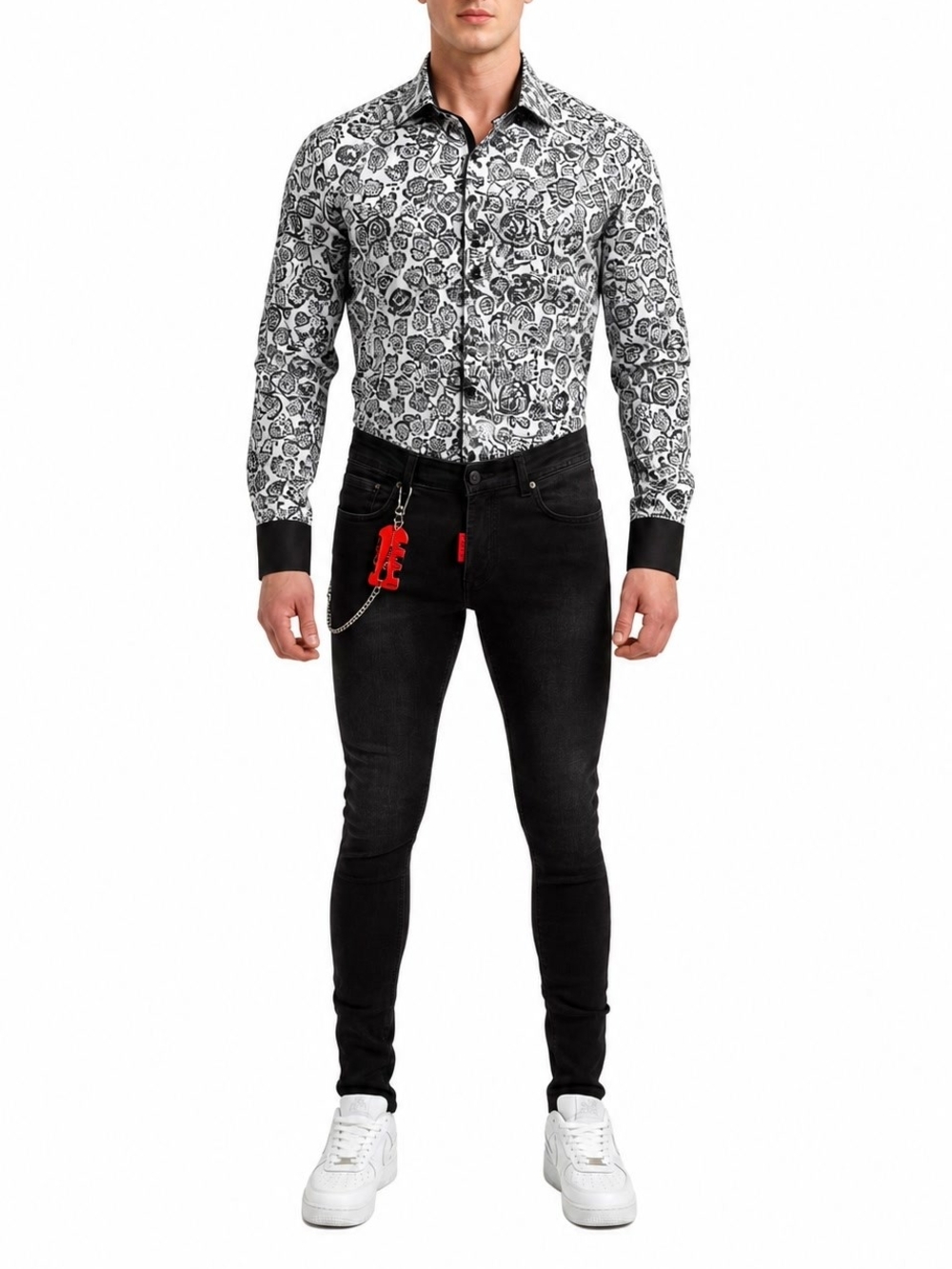 Elie Balleh. Men's Skinny Black Jeans - Stretch Slim Fit